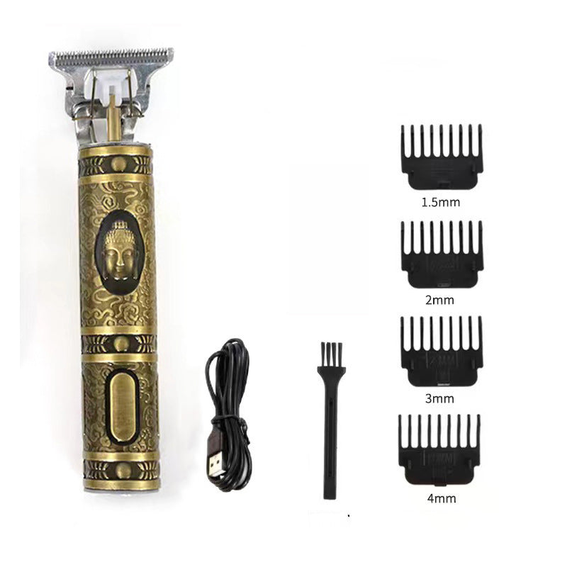 "Elegant trådløs hårtrimmer for menn, kompakt, vanntett og med støyreduksjon for presis trimming."