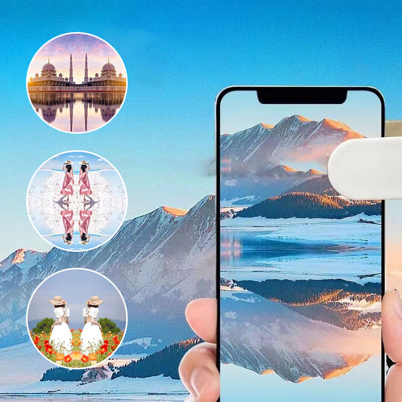 Elegante mobiltelefon refleksjonskamera i svart/hvit, lett og holdbar, forbedrer mobilfotografering for vloggere.