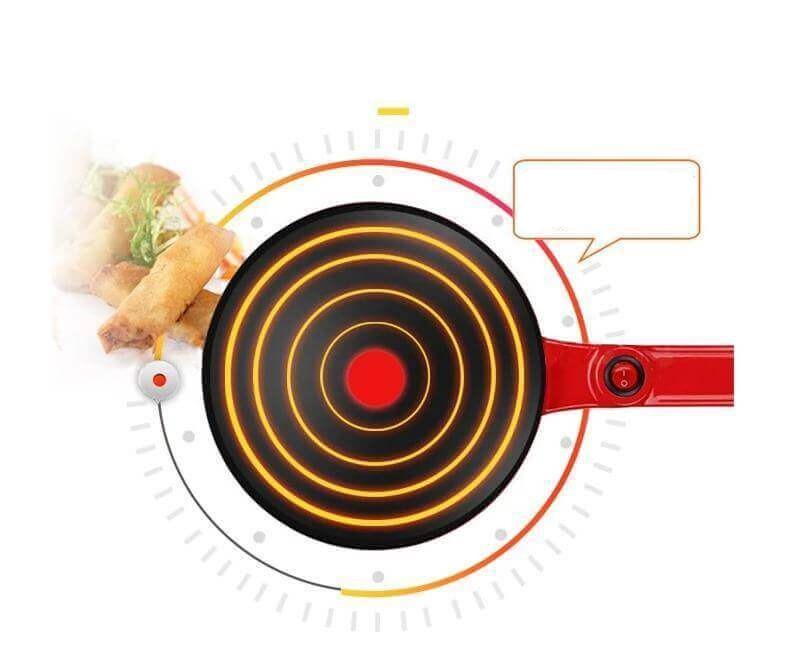 Detalj av temperaturkontrollen på crêpe makeren, som sikrer optimal steketemperatur.