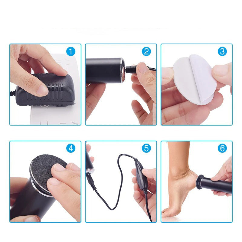 Ergonomisk designet elektrisk fotfil for komfortabel hard hud fjerning.