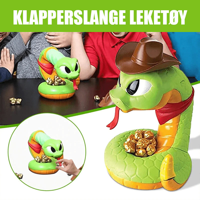Elektrisk klapperslangeleke i fargerik plast, med realistisk lyd og cowboydesign, for spennende eventyr og moro hjemme.