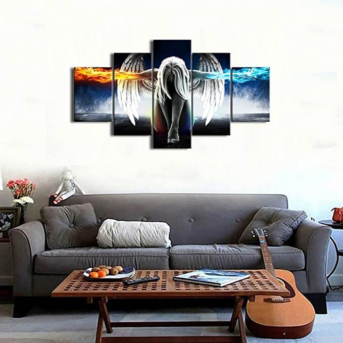 Engler Balanse vegglerret: moderne kunsttrykk med englemotiv, perfekt for hjemmeinnredning