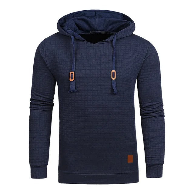 Ensfarget langermet herrehettegenser for menn. Komfortabel og stilfull casual hoodie for fritid.