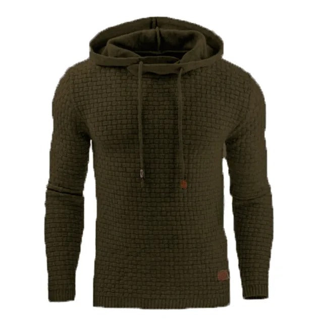Komfortabel langermet herrehettegenser. Perfekt ensfarget hoodie for avslappede dager og fritid.