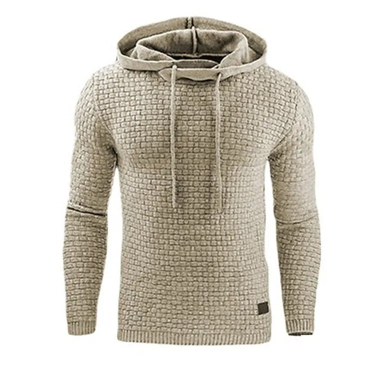 Langermet hettegenser for menn, ensfarget og moderne. Stilfull casual hoodie for fritidsaktiviteter.