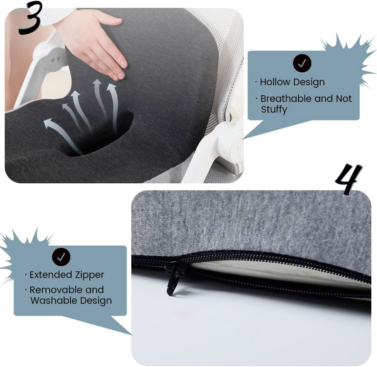Avlastende sittepute i memory foam, designet for å redusere smerter og fremme god holdning.