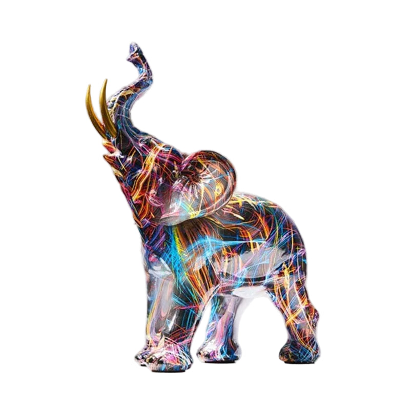 Fargerik elefantskulptur i moderne design, perfekt som levende hjemmedekor og interiørkunst.