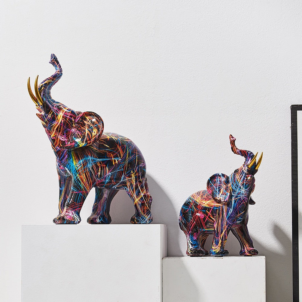 Visuell fremstilling av en graffiti elefant, et lykkesymbol for hjem og en unik dekorasjon.