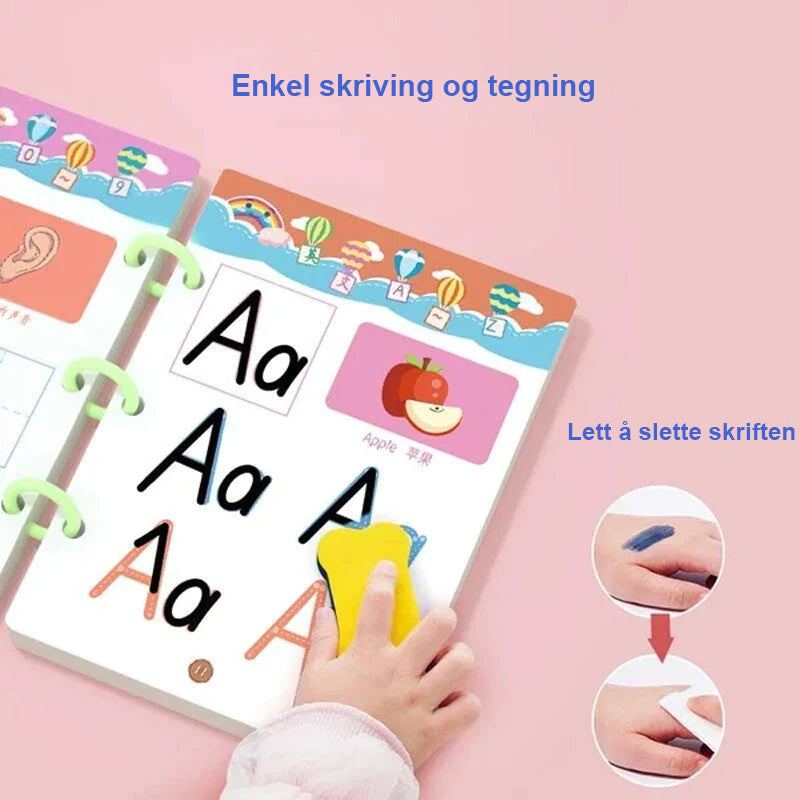 "Fargerik magisk arbeidsbok for barn 2-6 år, med tegne- og skriveoppgaver samt inspirerende aktiviteter."