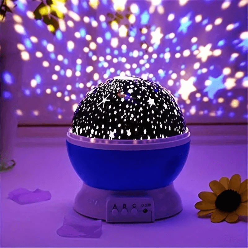 Stjerneprojektor nattlampe til barnerommet, fargerike stjerner og universmotiv, praktisk med USB-lading