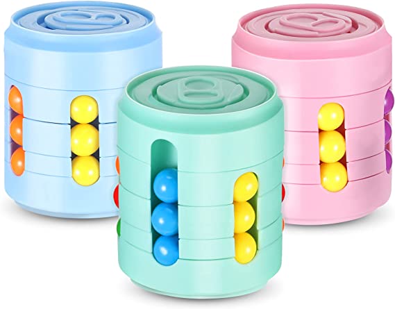 Portabel fargerik bønneboks på et skrivebord, perfekt stressleke for konsentrasjon på jobb/skole