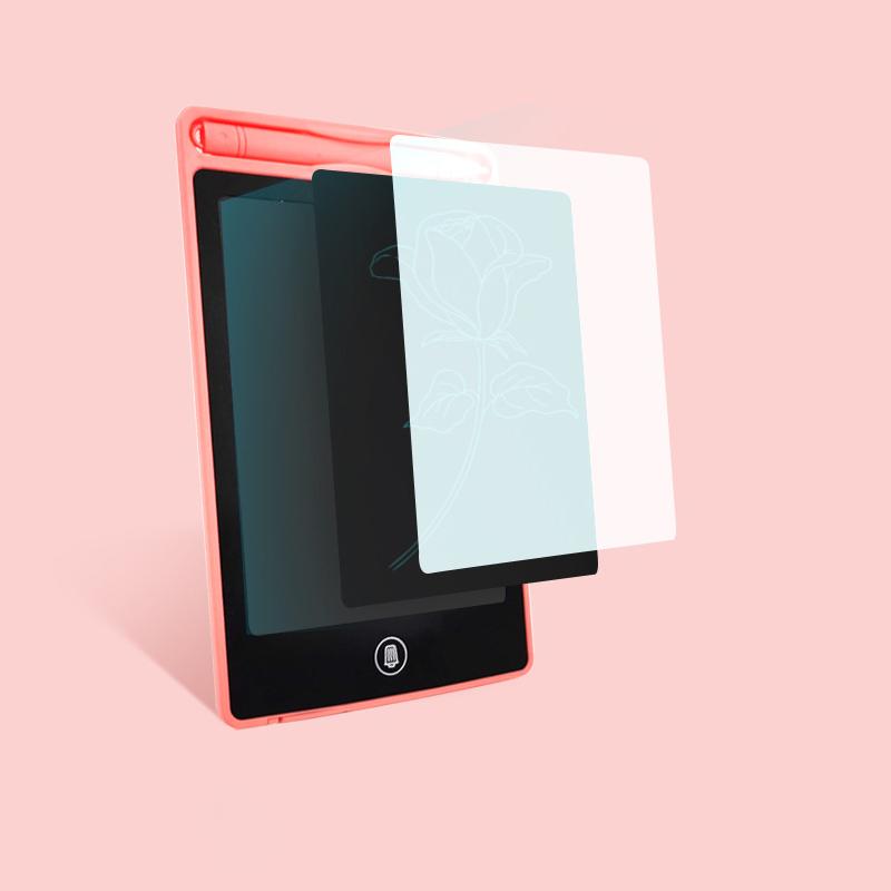 "Fargerikt LCD skrivebrett for barn, bærbar og ultratynn. Perfekt for tegning og meldinger. Finnes i rosa, blå og svart."