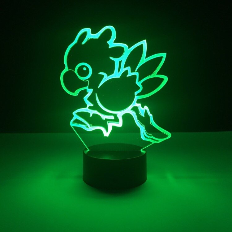 Final Fantasy Chocobo 3D bordlampe gir optisk illusjon med varmt LED nattlys for interiørdekorasjon.