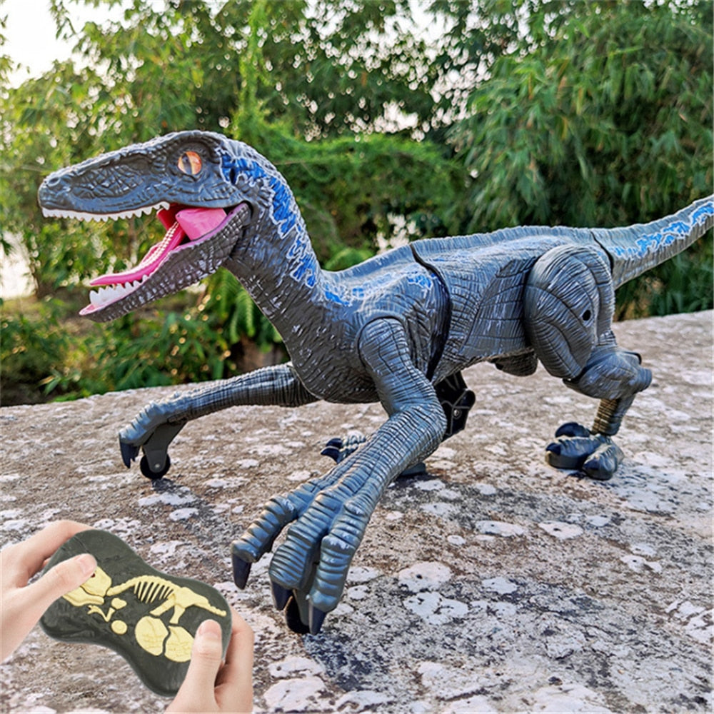 Realistisk RC dinosaurleke for barn, Velociraptor-modell i bevegelse, pedagogisk og interaktiv moro