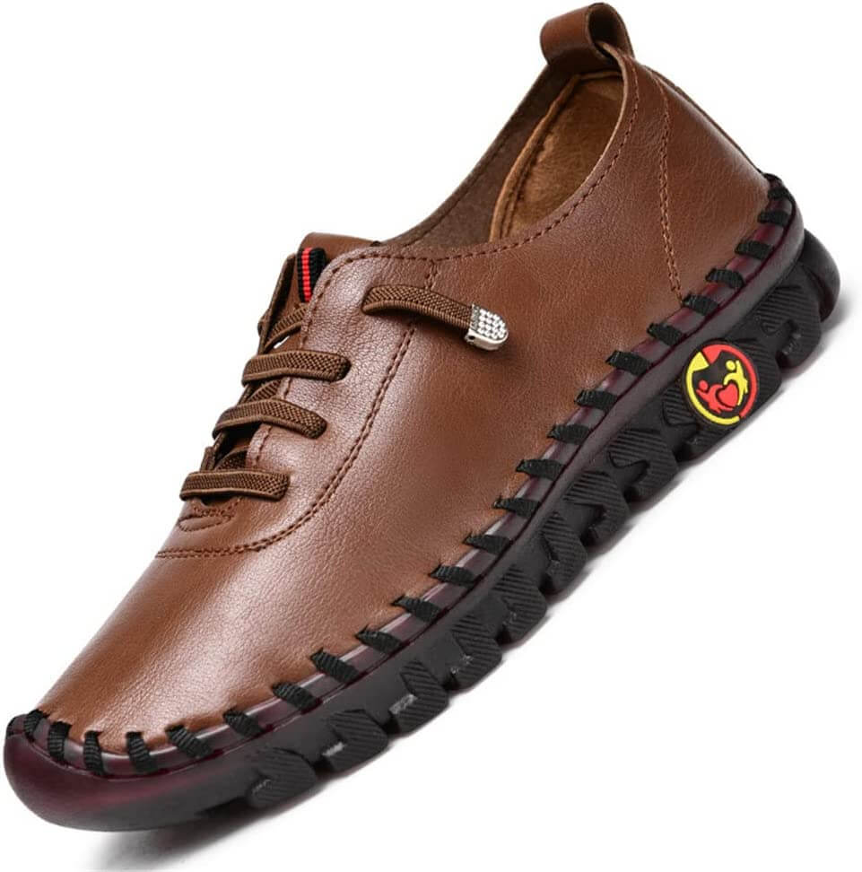 Komfortable flate loafers for kvinner i beige skinn, ideell hverdagssko med ortopedisk støtte.