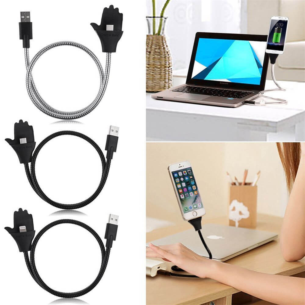 Universell fleksibel ladekabel med smart telefonstativ for mobiltelefoner.