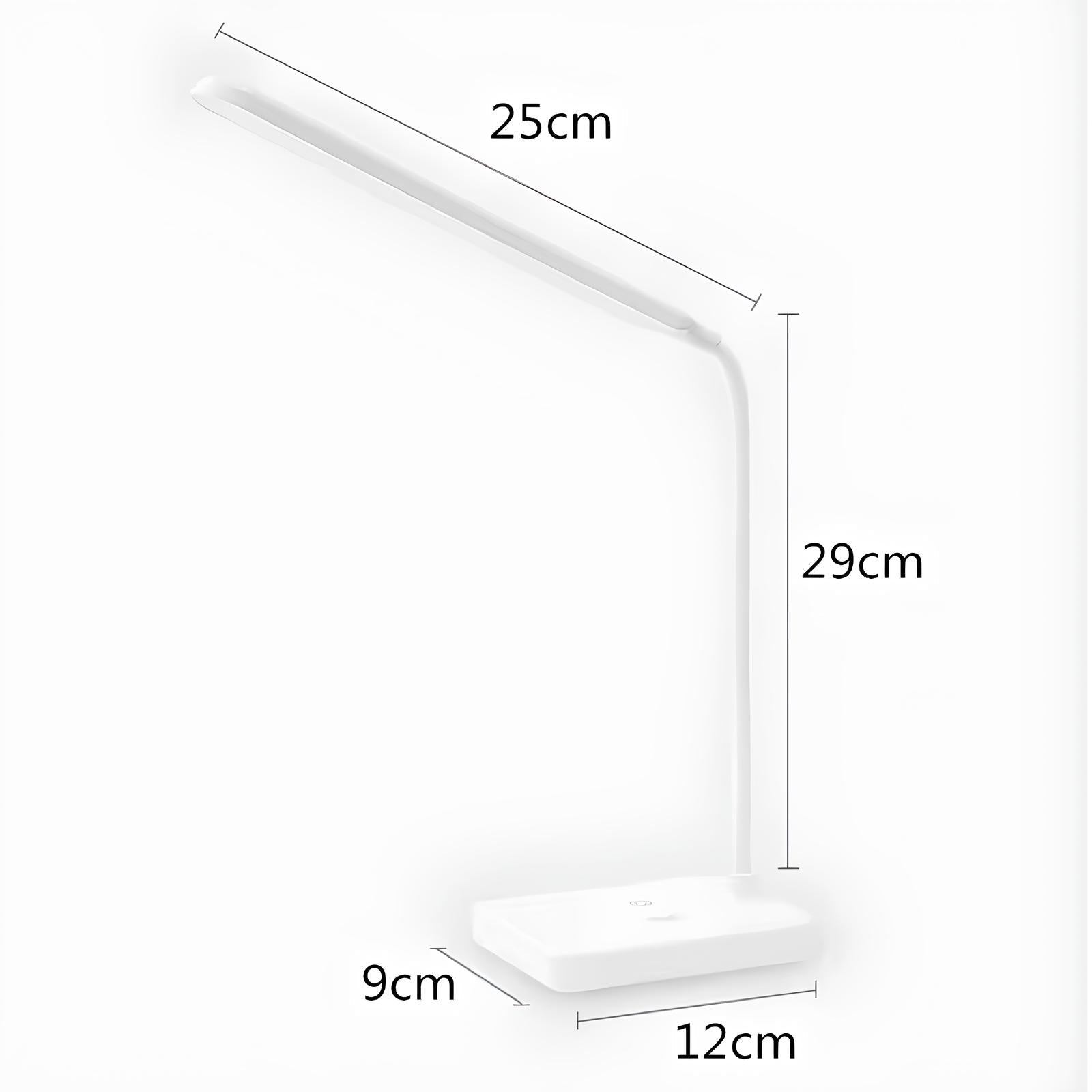 Skrivebordslampe med moderne design, energibesparende LED og stabil base. God arbeidsbelysning.
