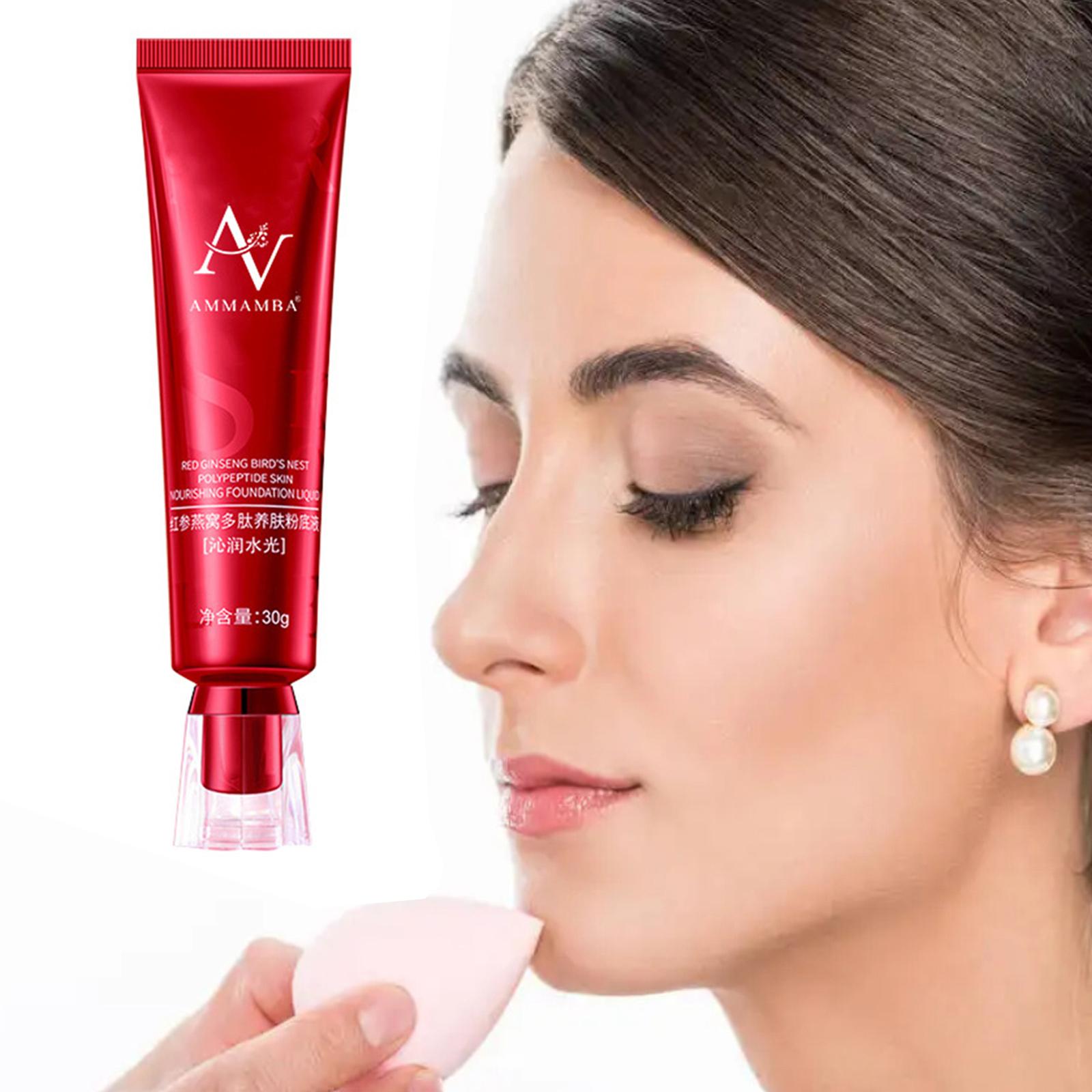 Flytende foundation for ansiktsmakeup, med rød ginseng for glød og naturlig finish