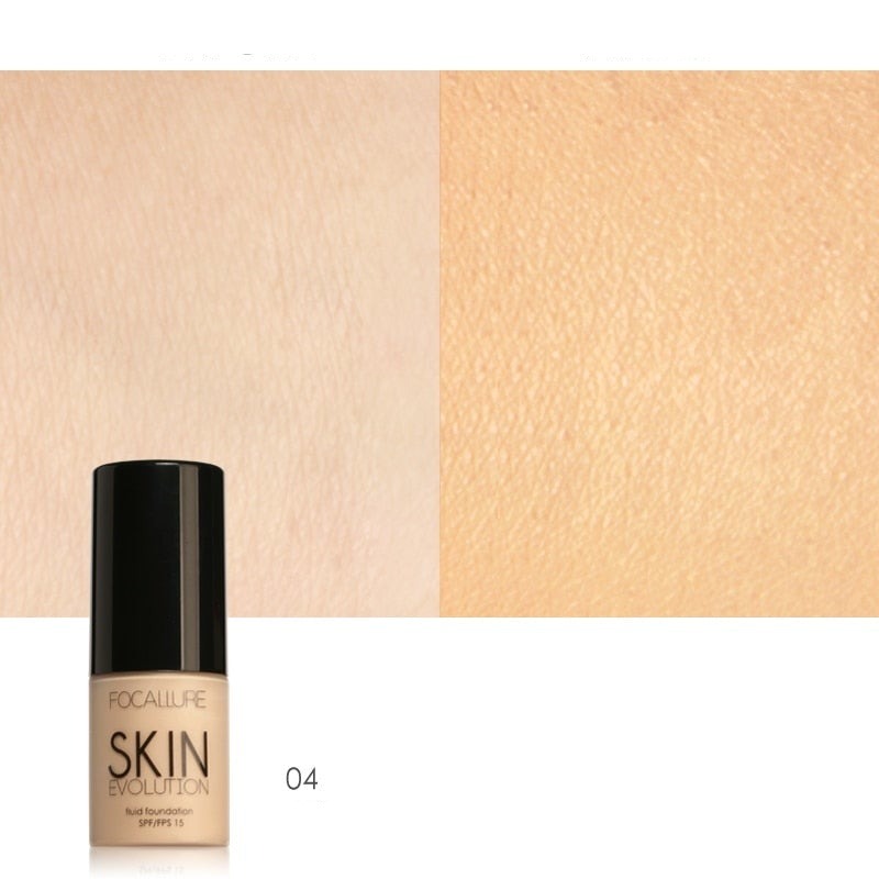 Flytende foundation i glassflaske med pumpe, SPF 25, gir glatt og jevn hud, makeup og solbeskyttelse