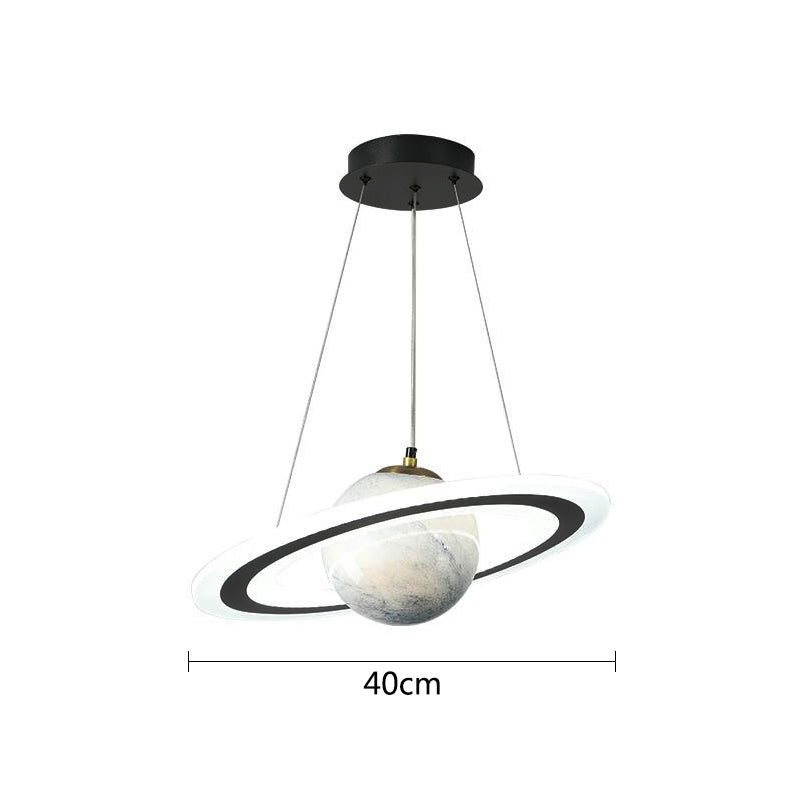 Futuristisk LED pendellampe i planetdesign, dimbar, moderne interiørbelysning for hjemmet.