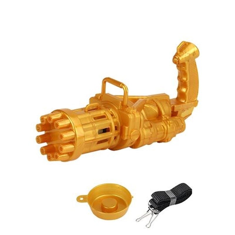 Gatling boblekanon med bobleløsning fylles på, klar for mer moro