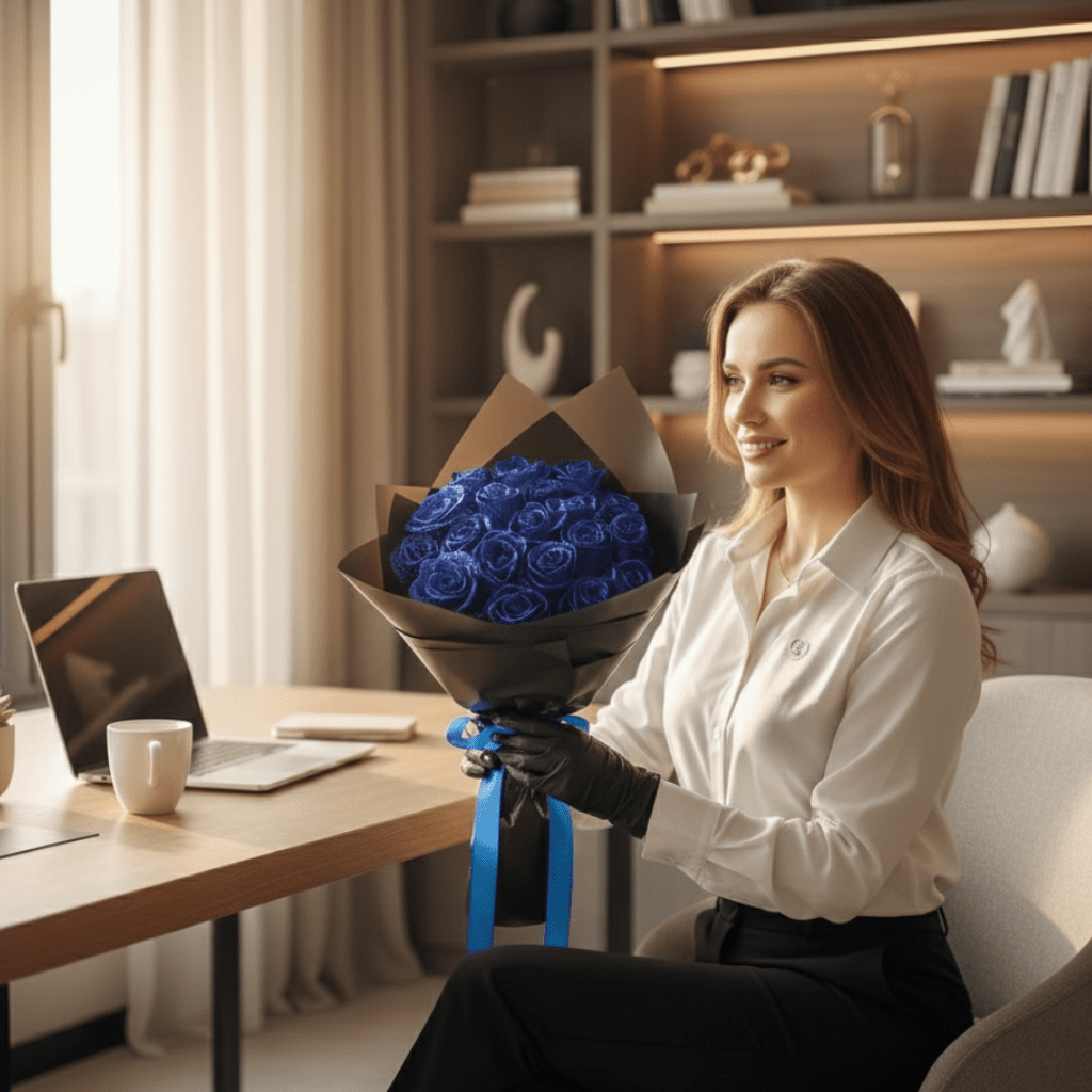 Nærbilde av glitrende evig rød rose, perfekt for valentinsdag og bursdagsgave