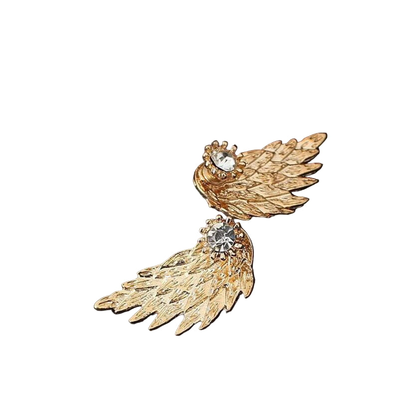 Glitrende gullfargede engelvinge dameøredobber med cubic zirconia, elegant ørepynt for fest og hverdag.