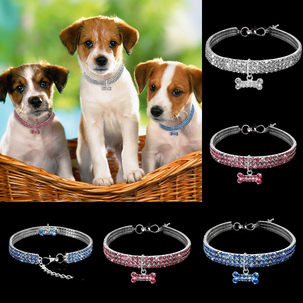 Mote-inspirert bling hundehalsbånd for små hunder. Luksuriøst og komfortabelt tilbehør med glitrende stil.