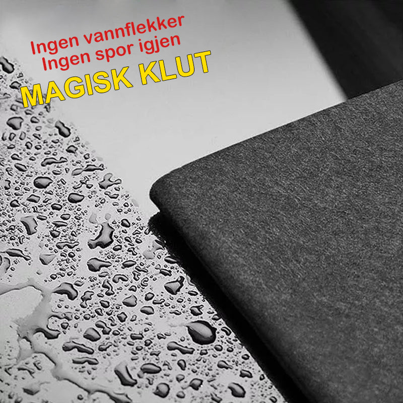 "Grå mikrofiberklut 30x30 cm, tykk og stripefri for effektiv rengjøring av glass og stål uten kjemikalier."