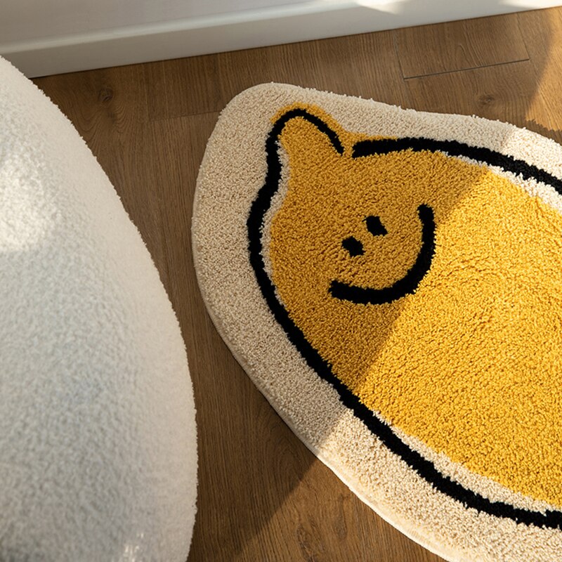 Sklisikker polyestermatte med friskt sitrondesign, perfekt som badematte eller barneromteppe