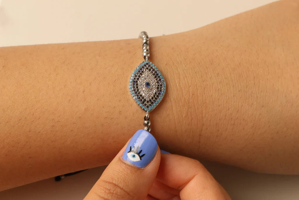 Delikat armbånd for kvinner, ond øye-talismann i sølv, ideelt som gave
