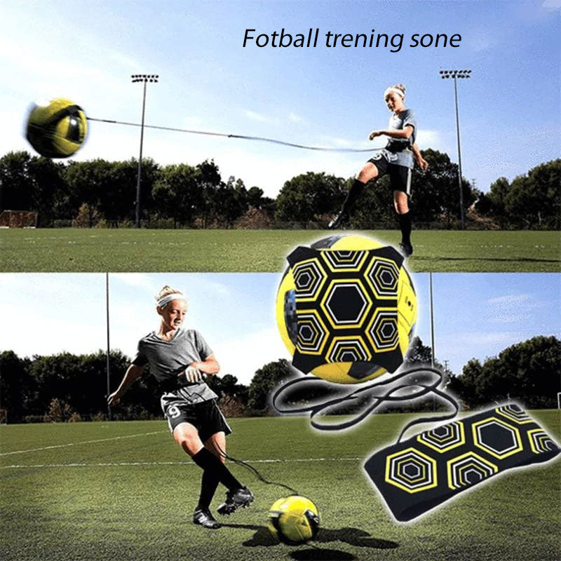 Gult fotballtreningsbelte for solo trening, justerbart med elastisk tau, passer alle ferdighetsnivåer. Perfekt til både ballk
