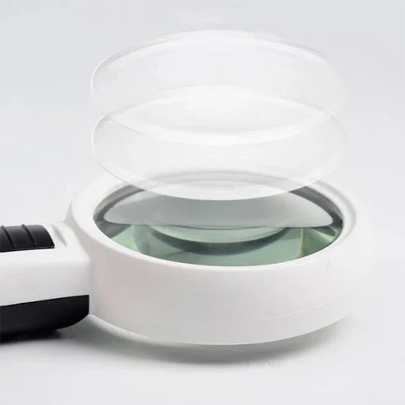Kompakt 30x forstørrelsesglass med LED-belysning, perfekt for samlerutstyr