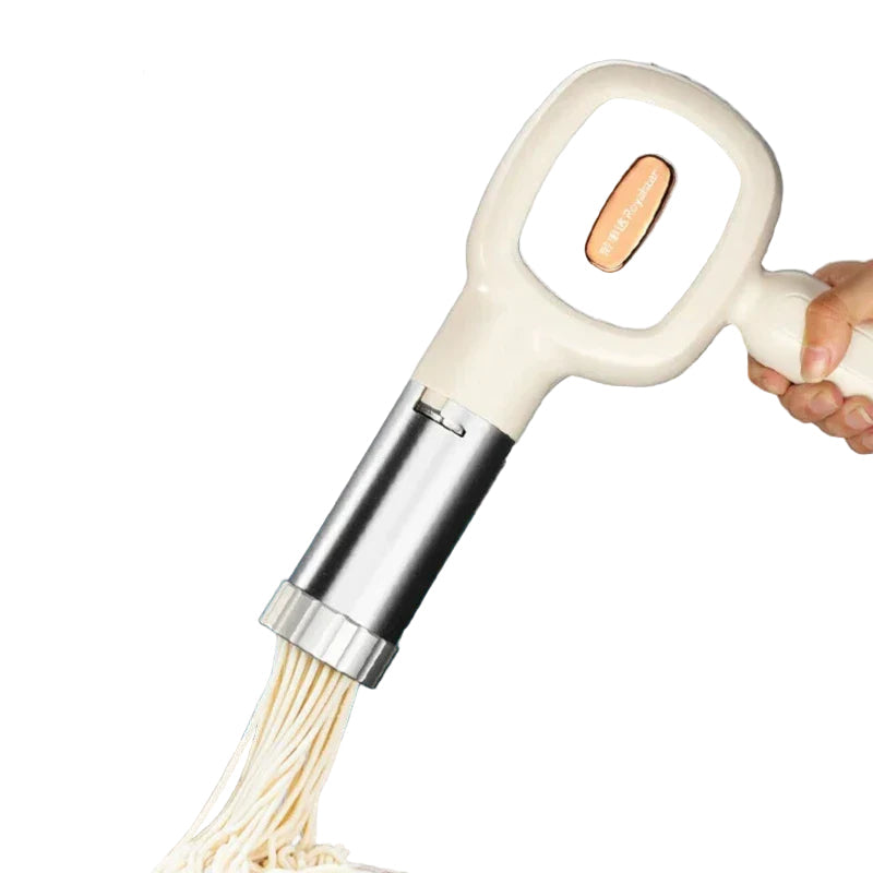 Håndholdt helautomatisk pastamaskin, hvit, for enkel og rask hjemmelaget fersk pasta og nudler.