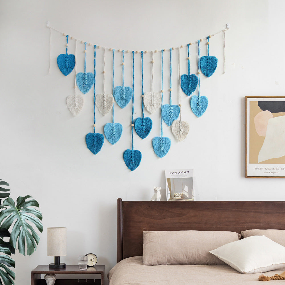 Boho-inspirert macrame girlander med blader, flott som gaveide eller hjemmedekor.