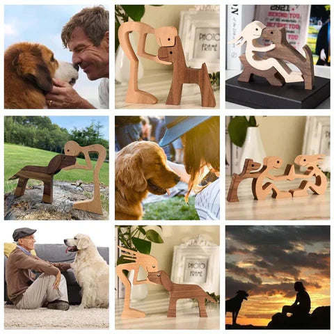 Familieorientert trefigur: Menneske og hund forent i et kjærlig design, en meningsfull gave til ethvert hjem.