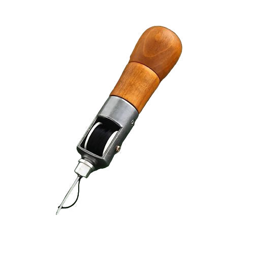 Håndsysett for lærarbeid med syverktøy, nåler og tråd for holdbare reparasjoner og DIY.