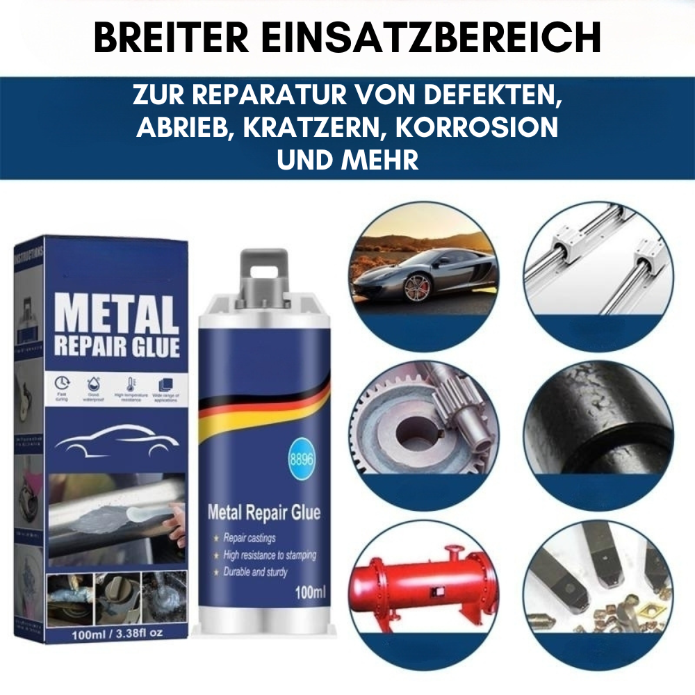 Person som påfører flytende metallim på et hobbyprosjekt, viser allsidighet og enkel bruk.