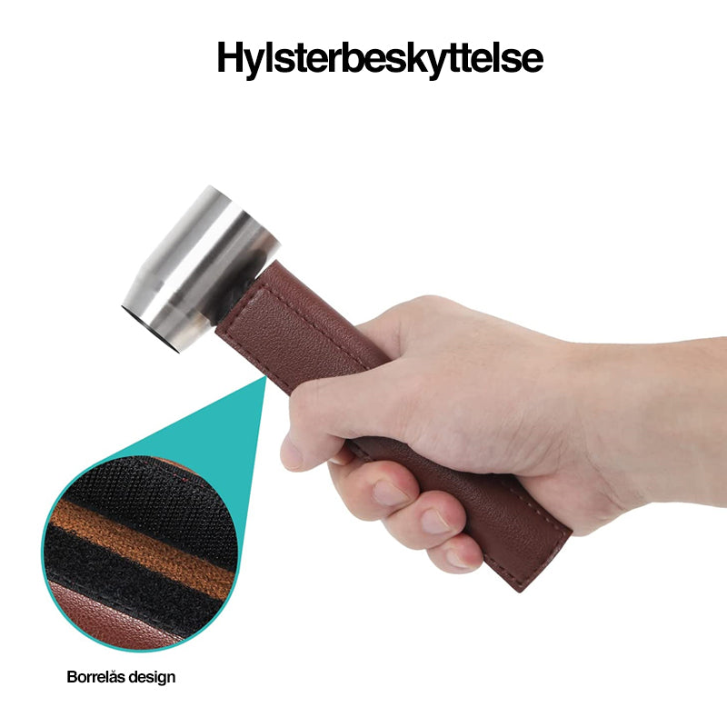 "Håndholdt multiverktøy av karbonstål i bruk, kompakt design for camping og overlevelse, veier 320g, med skinnveske."