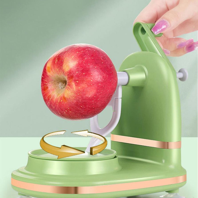 "Håndsveiv epleskreller, ergonomisk design, enkel fruktskrelling, lysegrønn og mørk grønn, kjøkkenhjelper."