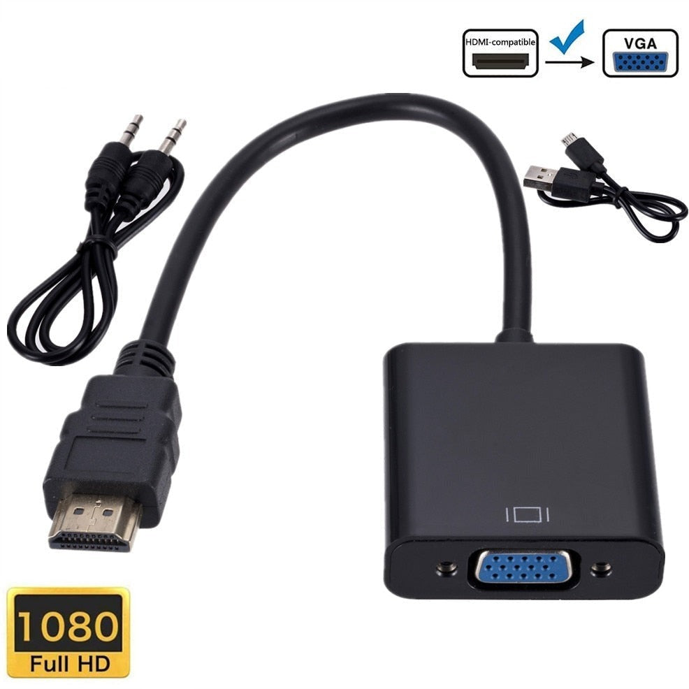 HDMI til VGA-omformer for tilkobling av digitale kilder til analoge skjermer