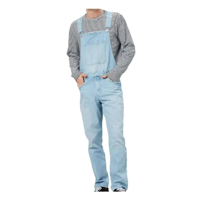 "Herr Jumpsuit med justerbare stropper, stor frontlomme, slitesterkt materiale og avslappet passform."