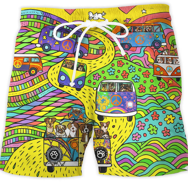 Herre badeshorts med kult graffiti mønster, designet for komfortabel sommerbruk.
