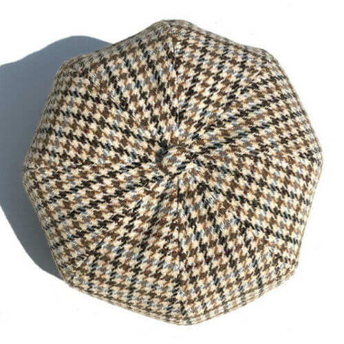Vintage Boston Scally herreberet, rutete bomull, perfekt som elegant hodeplagg.