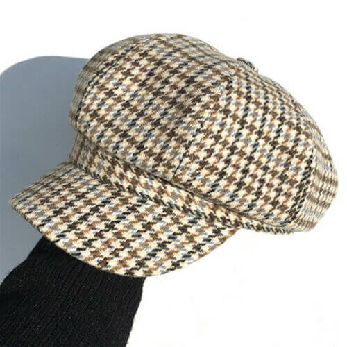 Vintage-inspirert Boston Scally beret, en tidløs lue i rutete bomull for herre.