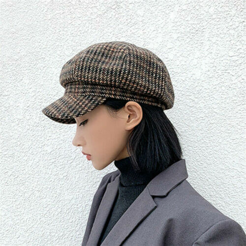 Unisex Boston Scally beret, klassisk rutete design, komfortabel bomullslue.