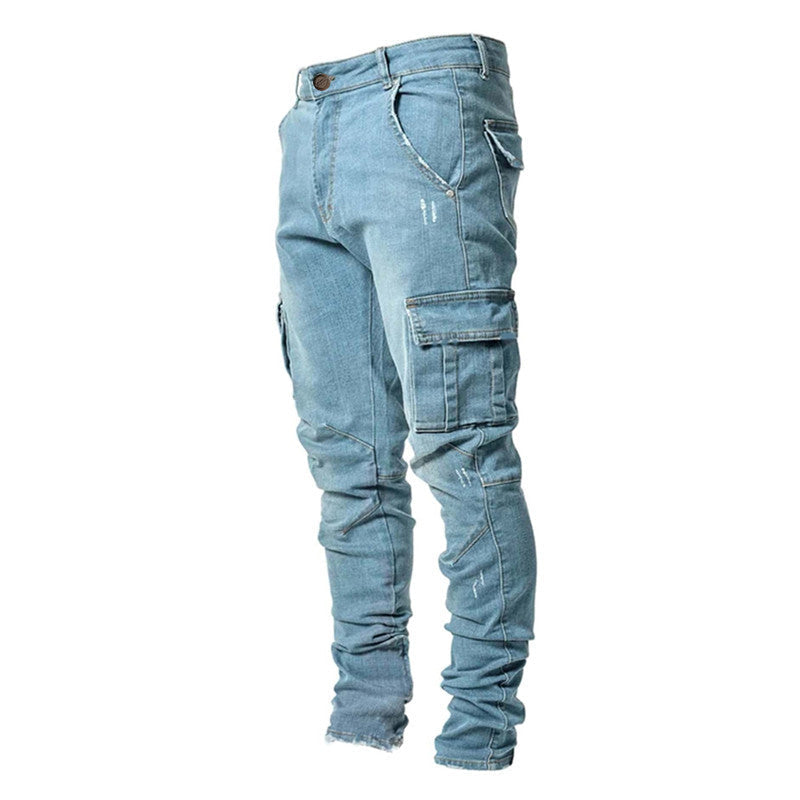 Herre cargo jeans med moderne passform og fleksibel komfort.