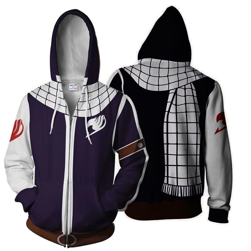 Motebevisst herre hettegenser med Fairy Tail tema. Passer til både cosplay og casual bruk.