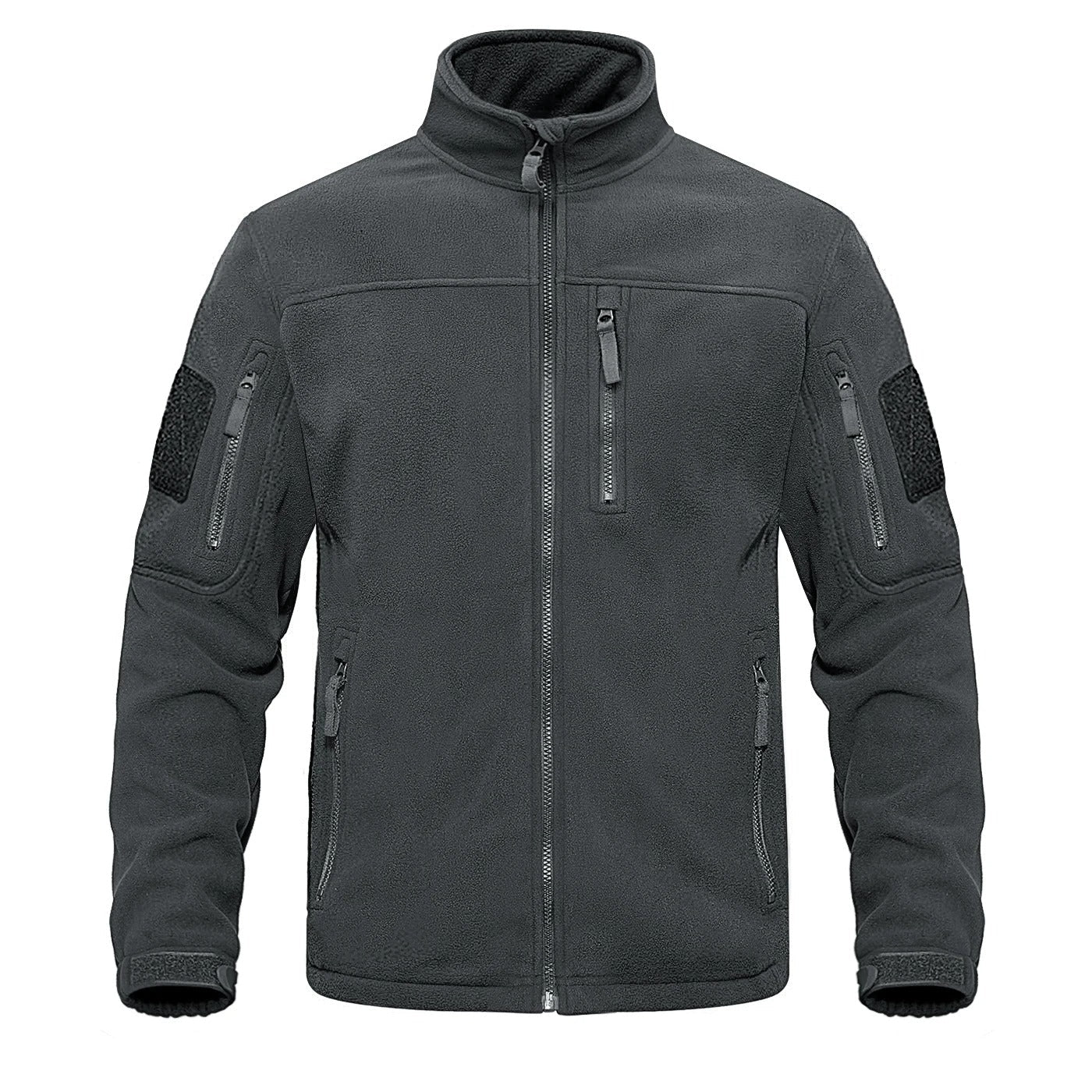 Herre fleecejakke med komplett glidelås, vist på en modell for å vise passform