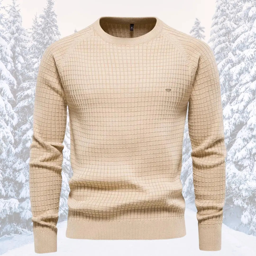 Stilren herregenser med rundhals, komfortabel passform for moderne menn.